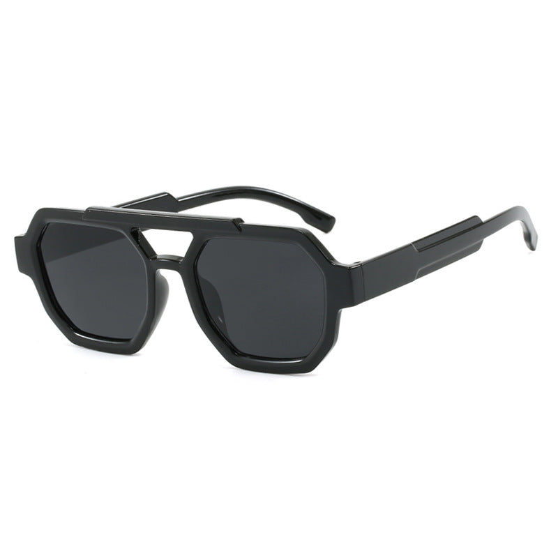 New personalized double beam polygonal sunglasses, pilot sunglasses, and trendy sunglasses