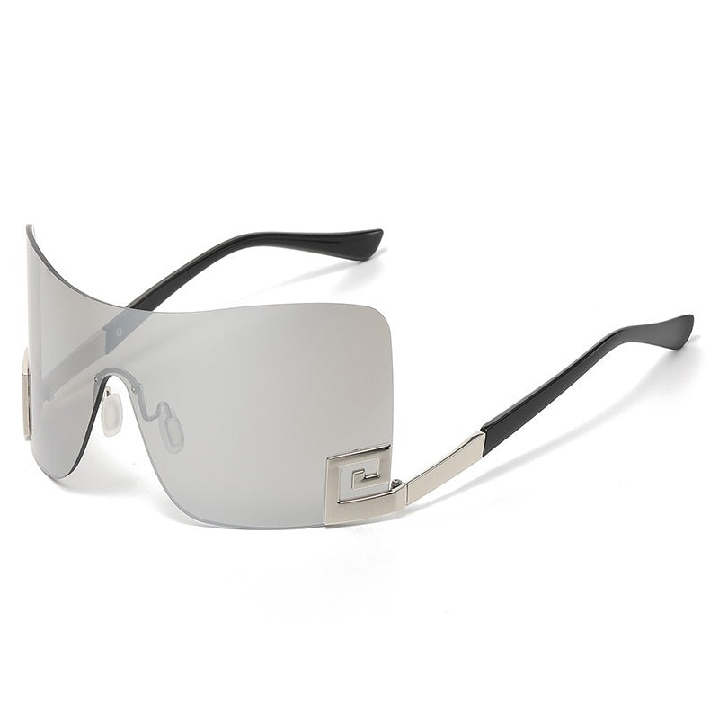 Large frame integrated sunglasses and sunglasses