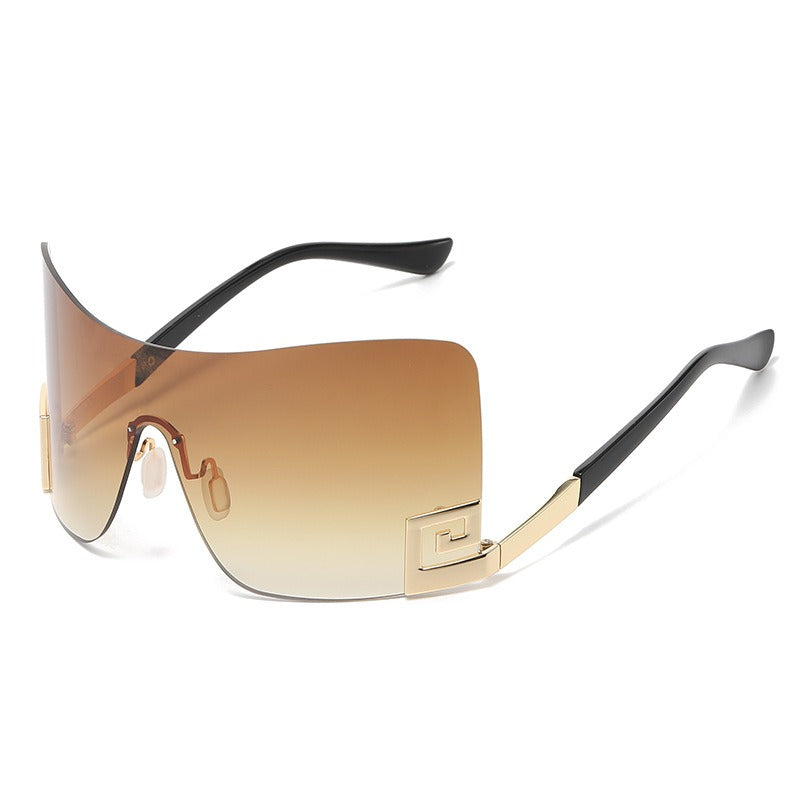Large frame integrated sunglasses and sunglasses