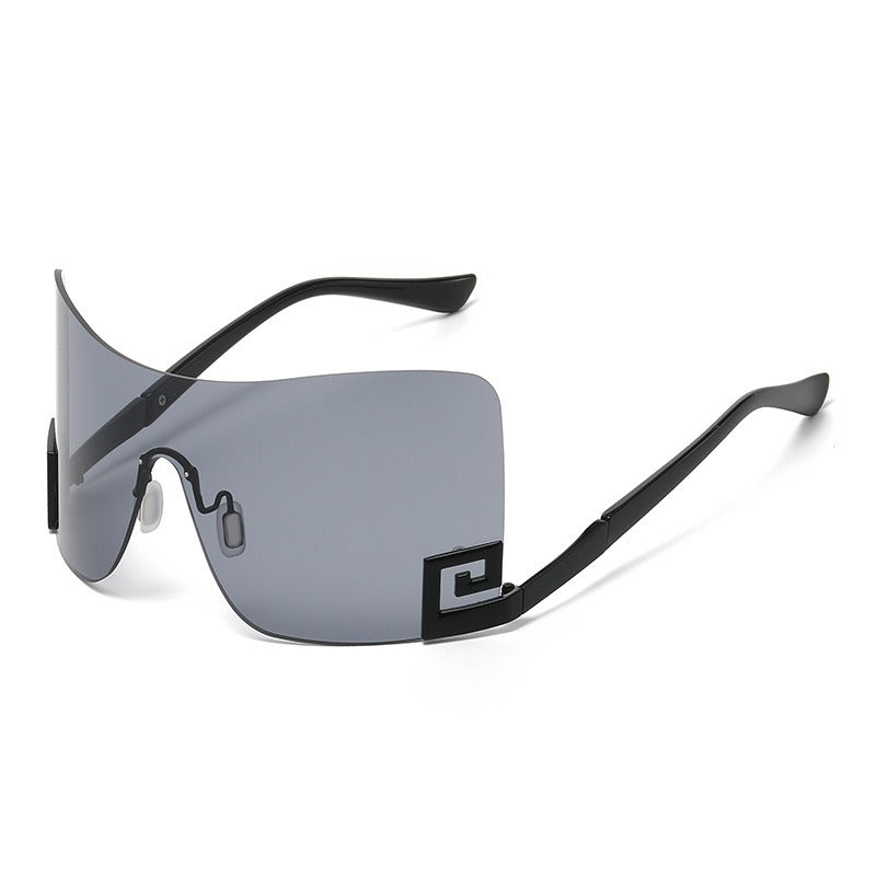 Large frame integrated sunglasses and sunglasses
